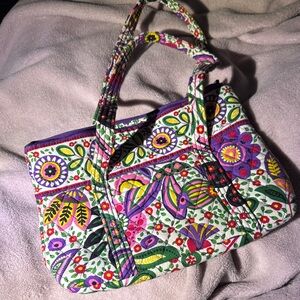 Vera Bradley “Viva La Vera” 2011 Quilted Floral smal Tote in Purple, Green, Pink